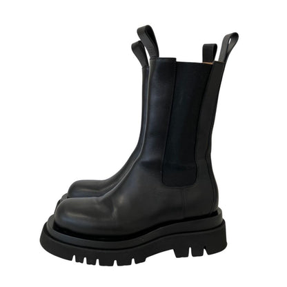 Bottega Veneta Leather Rug Boots Side Gore Chelsea Black — view 2