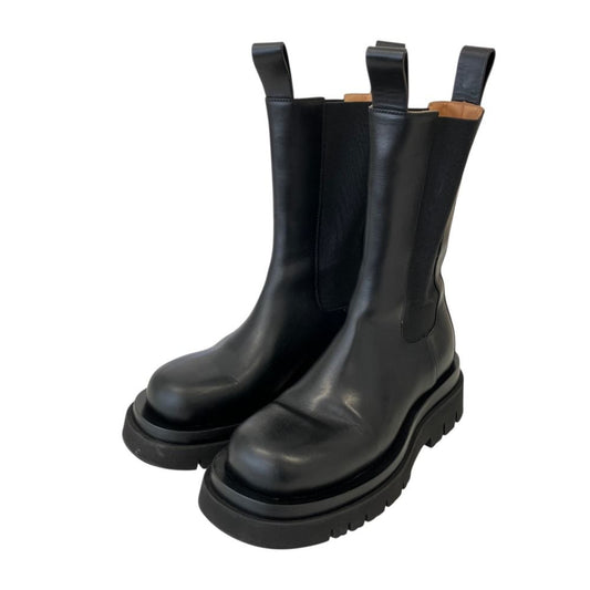 Bottega Veneta Leather Rug Boots Side Gore Chelsea Black