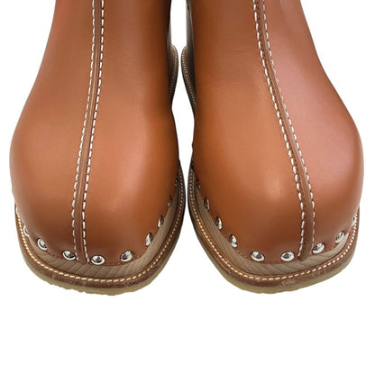 Hermes Earth Studs Clog Sandals Brown — view 6