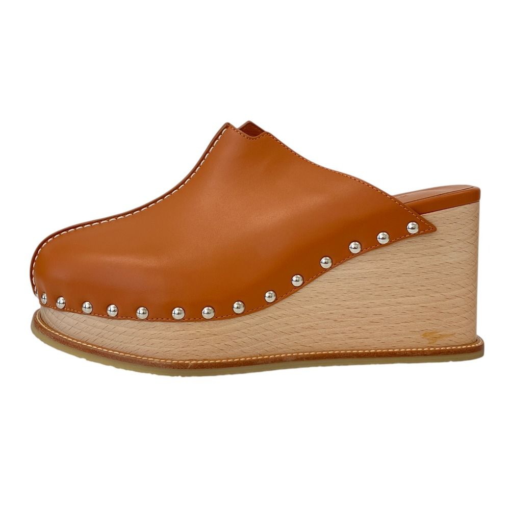 Hermes Earth Studs Clog Sandals Brown — view 2