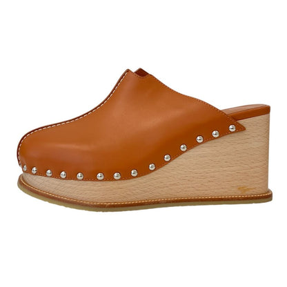Hermes Earth Studs Clog Sandals Brown — view 2