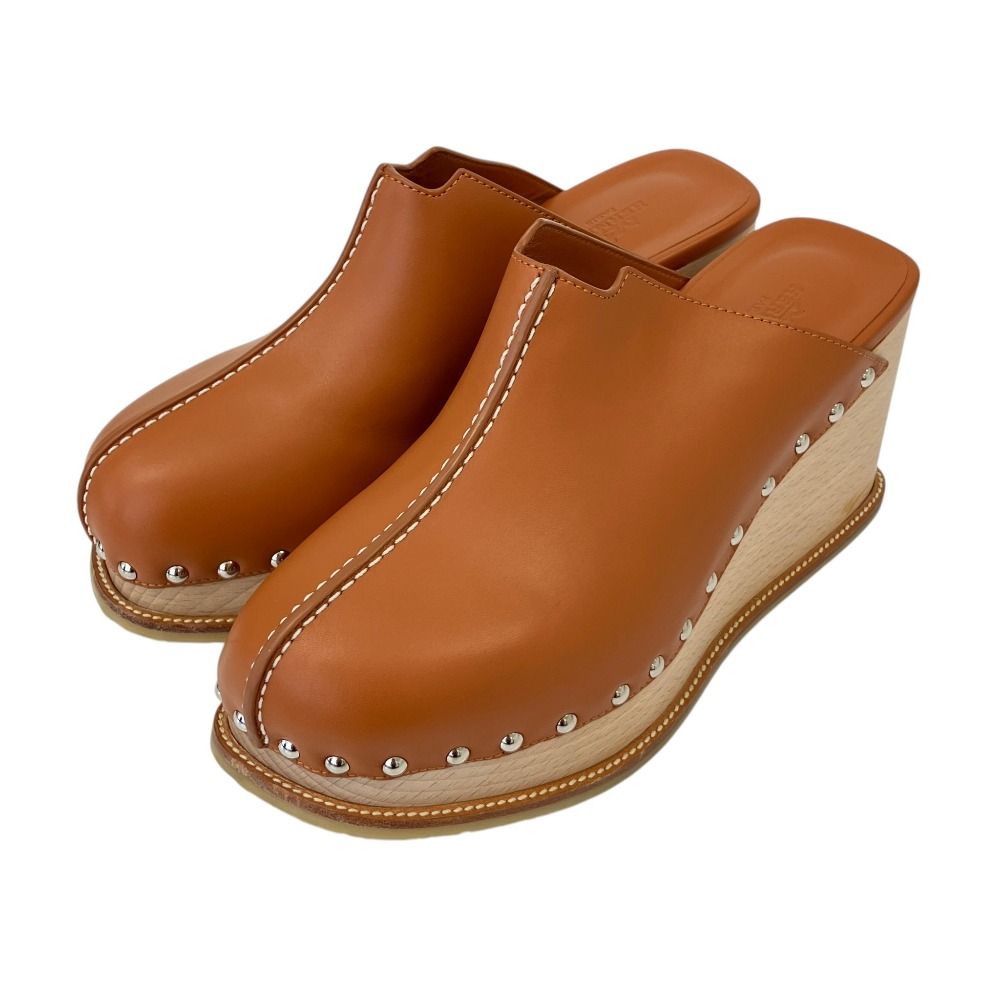 Hermes Earth Studs Clog Sandals Brown