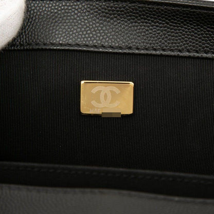 Chanel CC Logo Boy 25 Chain Shoulder Bag Black Gold Caviar Leather — view 6