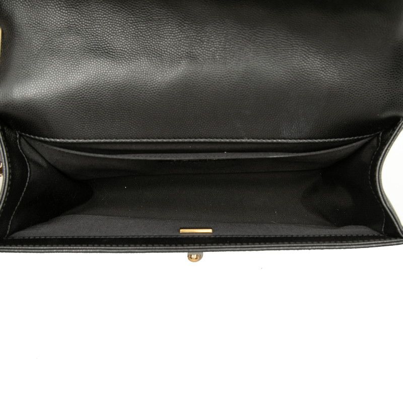 Chanel CC Logo Boy 25 Chain Shoulder Bag Black Gold Caviar Leather — view 4