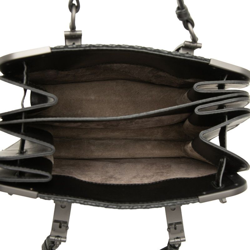 Bottega Veneta Intrecciato Handle Black Leather Handbag — view 4