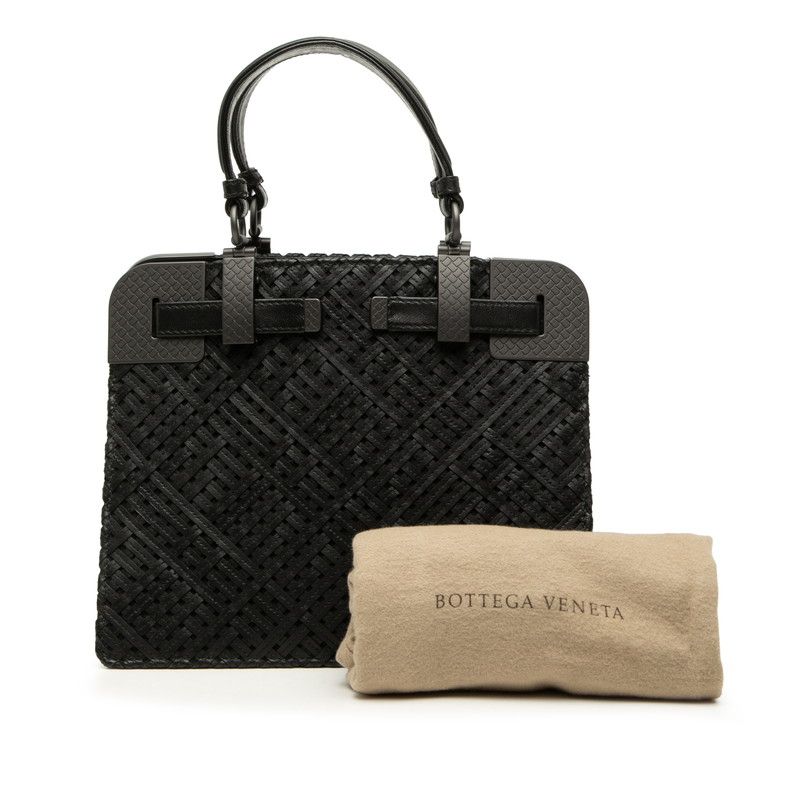 Bottega Veneta Intrecciato Handle Black Leather Handbag — view 7