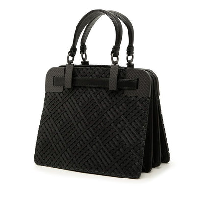 Bottega Veneta Intrecciato Handle Black Leather Handbag — view 2