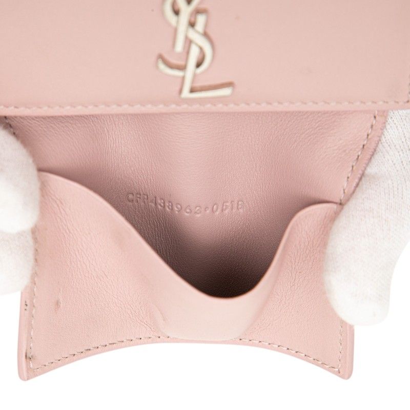 Saint Laurent YSL Logo Case Pink Leather Card Holder — view 8