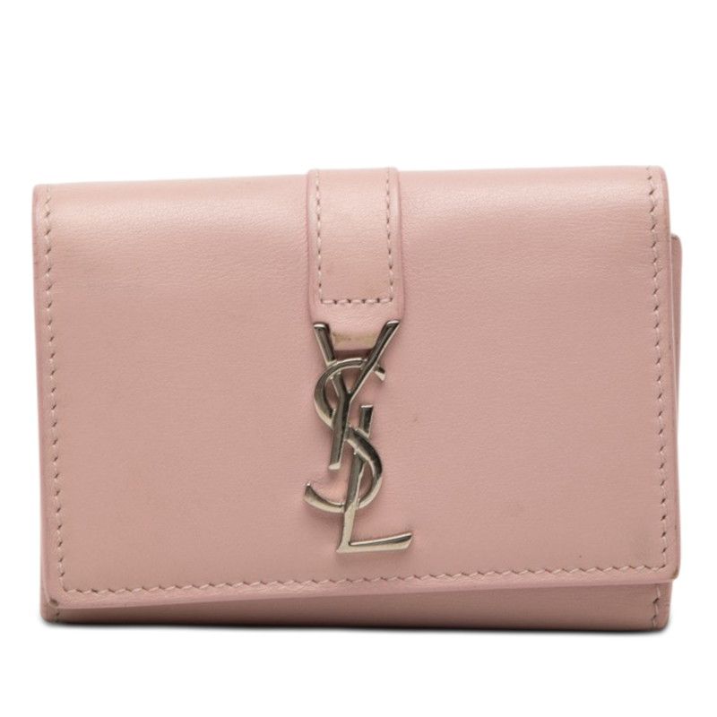 Saint Laurent YSL Logo Case Pink Leather Card Holder