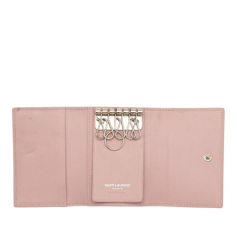 Saint Laurent YSL Logo Case Pink Leather Card Holder — view 6