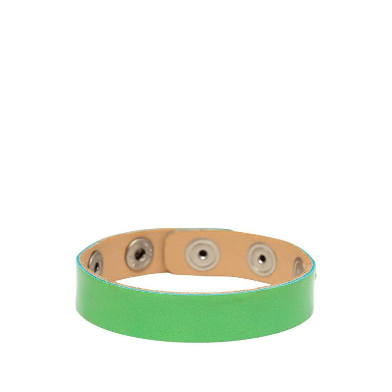 Chanel CC Logo Bracelet Green Silver Patent Leather — view 3