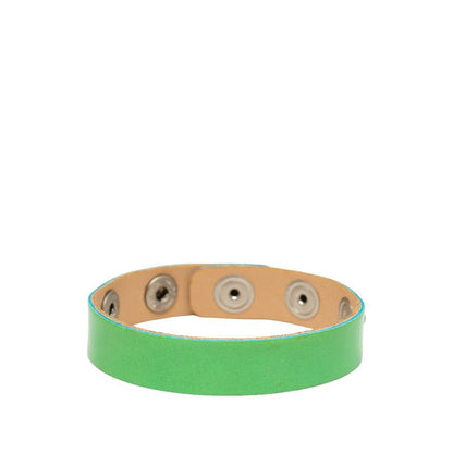 Chanel CC Logo Bracelet Green Silver Patent Leather — view 3