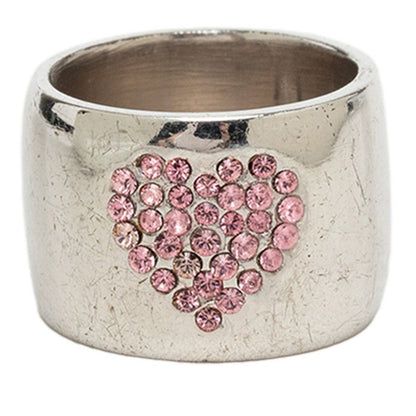 Chanel CC Logo Heart Ring Silver Metal Rhinestone — view 3