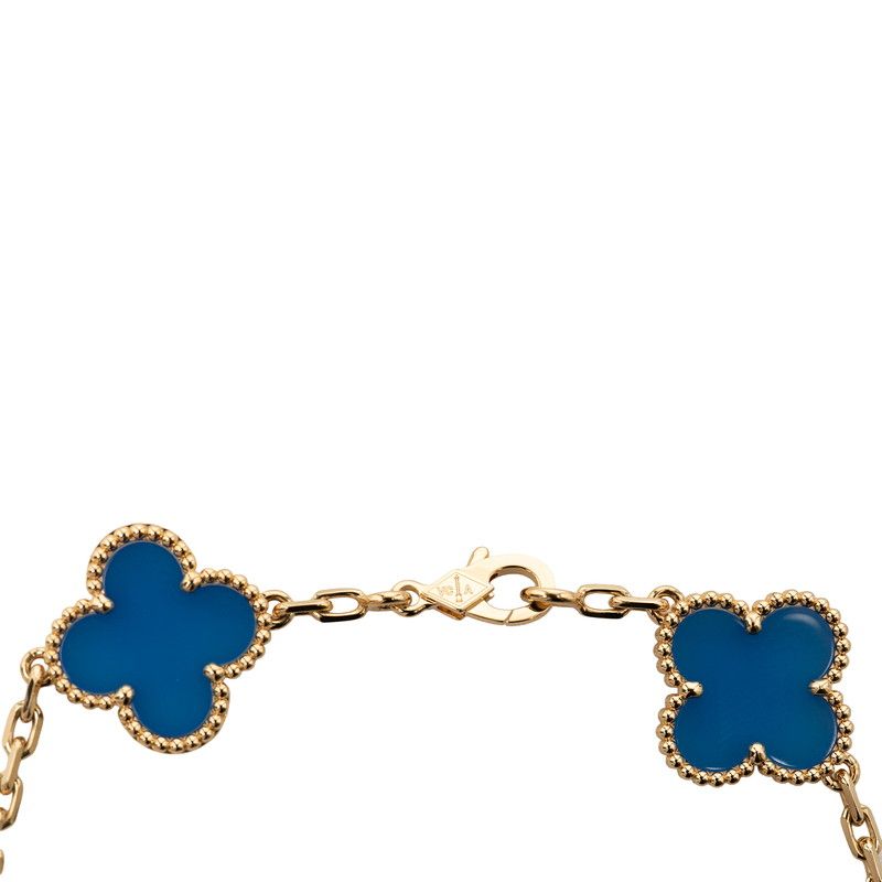 Van Cleef & Arpels Vintage Alhambra Bracelet 18K Yellow Gold Blue Agate — view 3