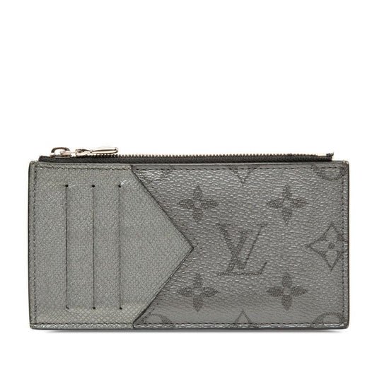 Louis Vuitton Monogram Taigarama Coin Card Holder Fragment Case Gray