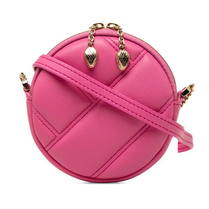 Bvlgari Serpenti Cabochon Mini Chain Shoulder Bag Pochette Pink Leather
