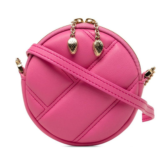 Bvlgari Serpenti Cabochon Mini Chain Shoulder Bag Pochette Pink Leather