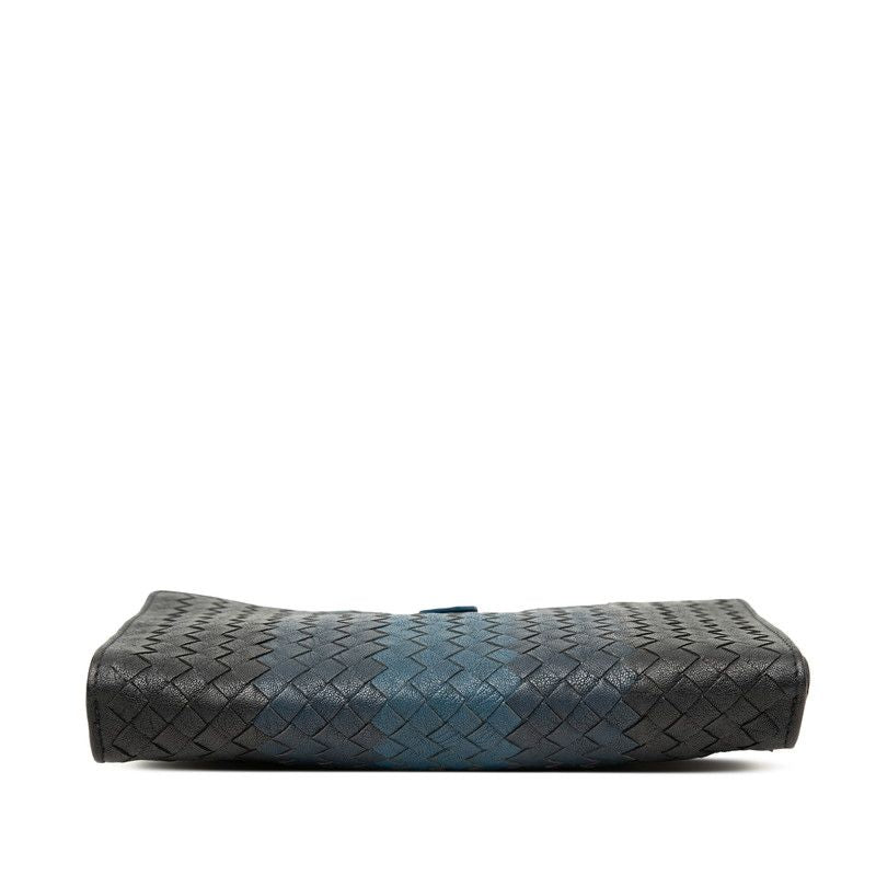 Bottega Veneta Intrecciato Clutch Black Navy Leather — view 3