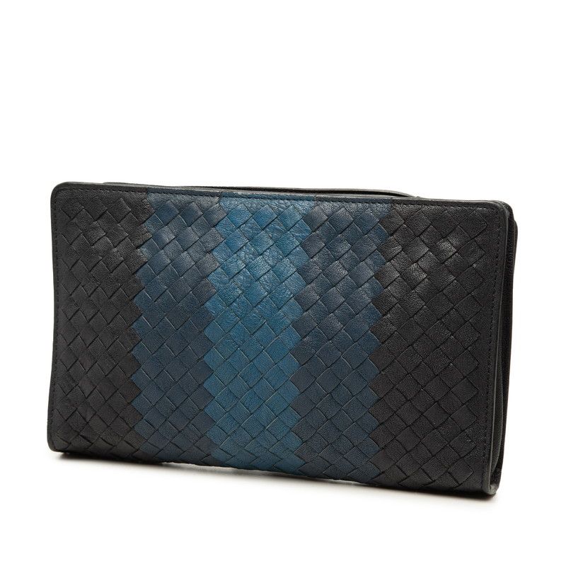 Bottega Veneta Intrecciato Clutch Black Navy Leather — view 2