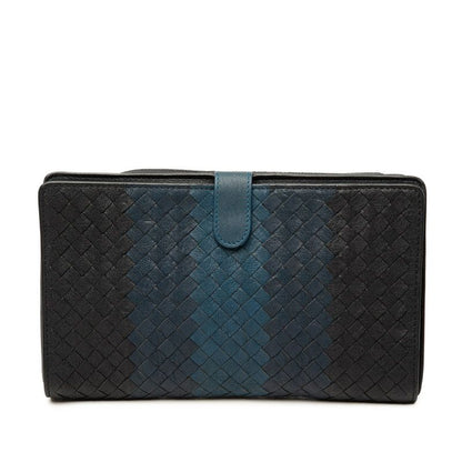 Bottega Veneta Intrecciato Clutch Black Navy Leather