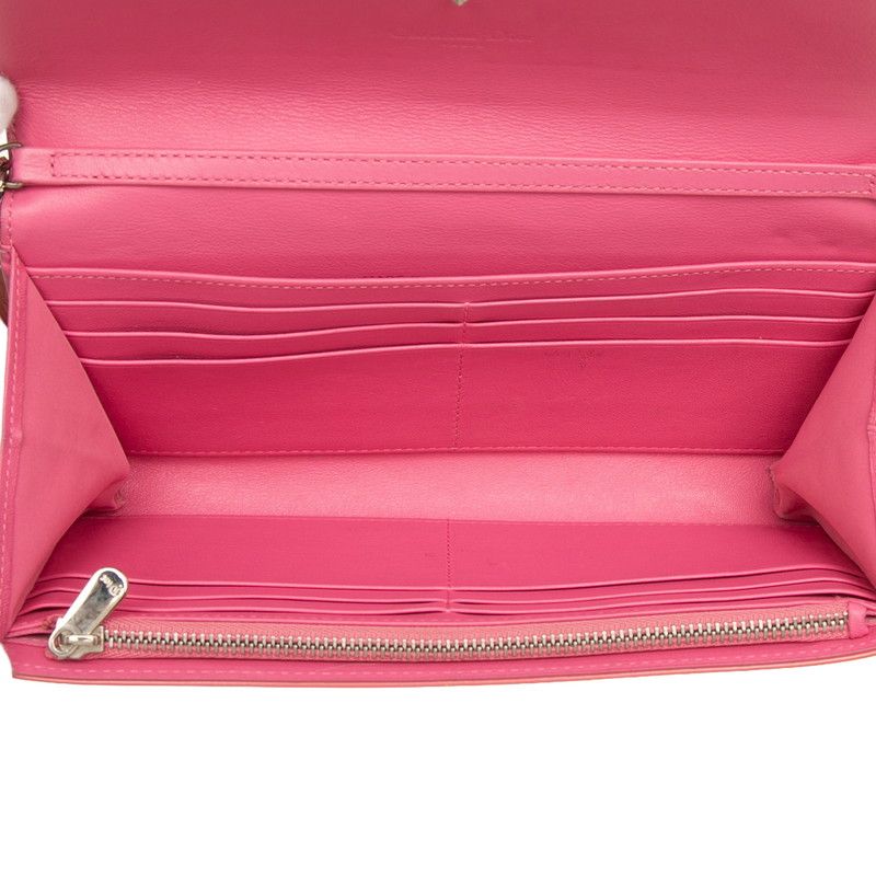 Dior Cannage Lady Dior Wallet Chain Shoulder Bag Pink Patent Leather — view 5