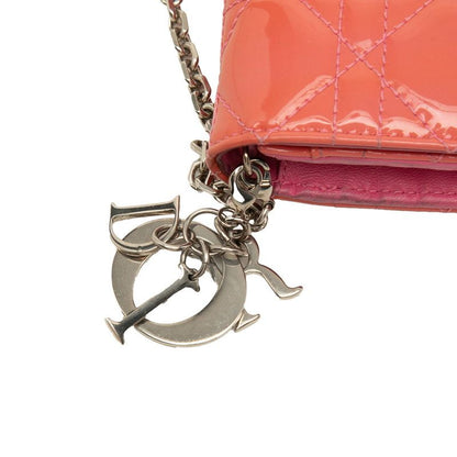 Dior Cannage Lady Dior Wallet Chain Shoulder Bag Pink Patent Leather — view 4