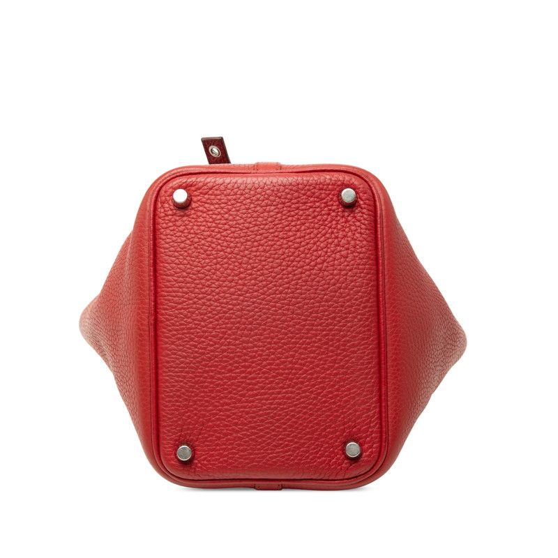 Hermes Picotin Lock PM Red Silver Taurillon Clemence Handbag — view 3