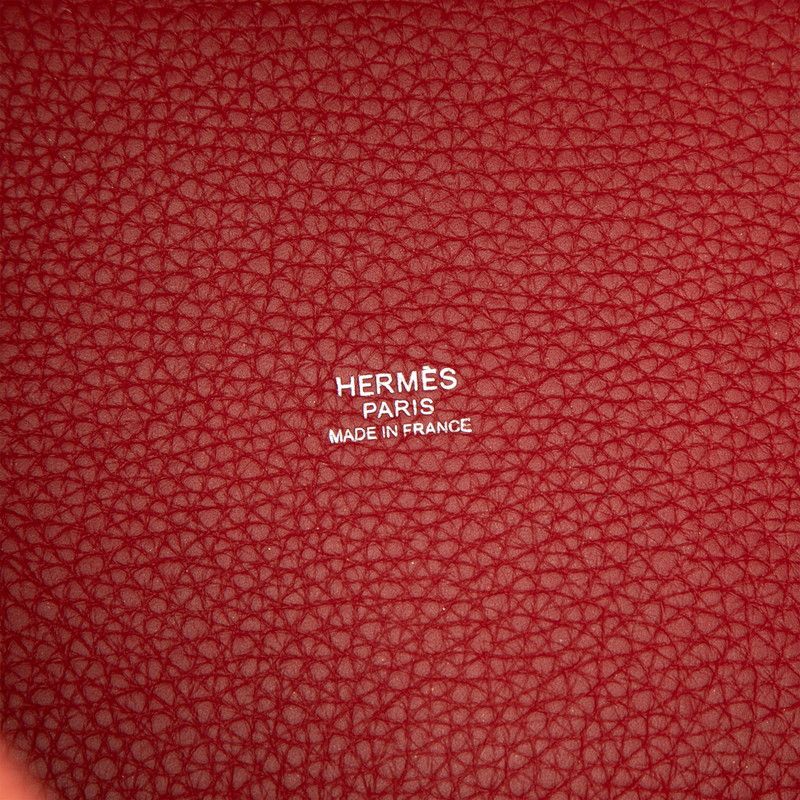 Hermes Picotin Lock PM Red Silver Taurillon Clemence Handbag — view 5