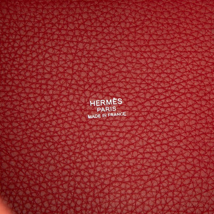 Hermes Picotin Lock PM Red Silver Taurillon Clemence Handbag — view 5