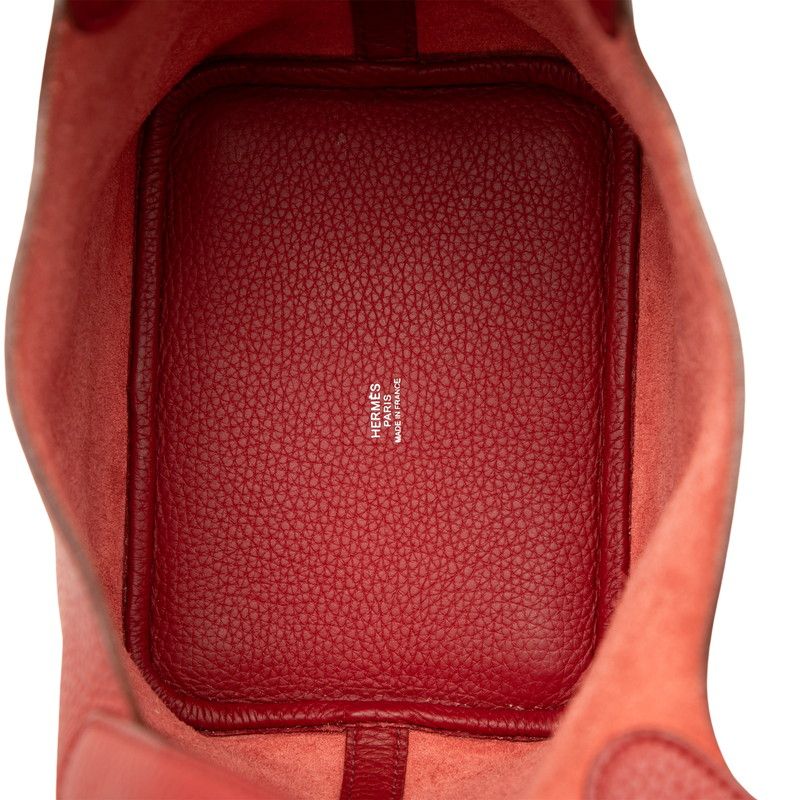 Hermes Picotin Lock PM Red Silver Taurillon Clemence Handbag — view 4