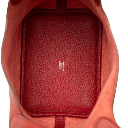 Hermes Picotin Lock PM Red Silver Taurillon Clemence Handbag — view 4