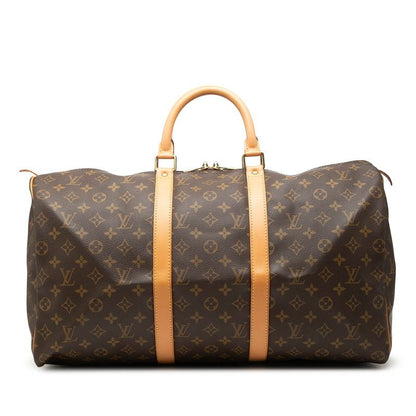 Louis Vuitton Monogram Keepall 50 Boston Bag Brown Leather