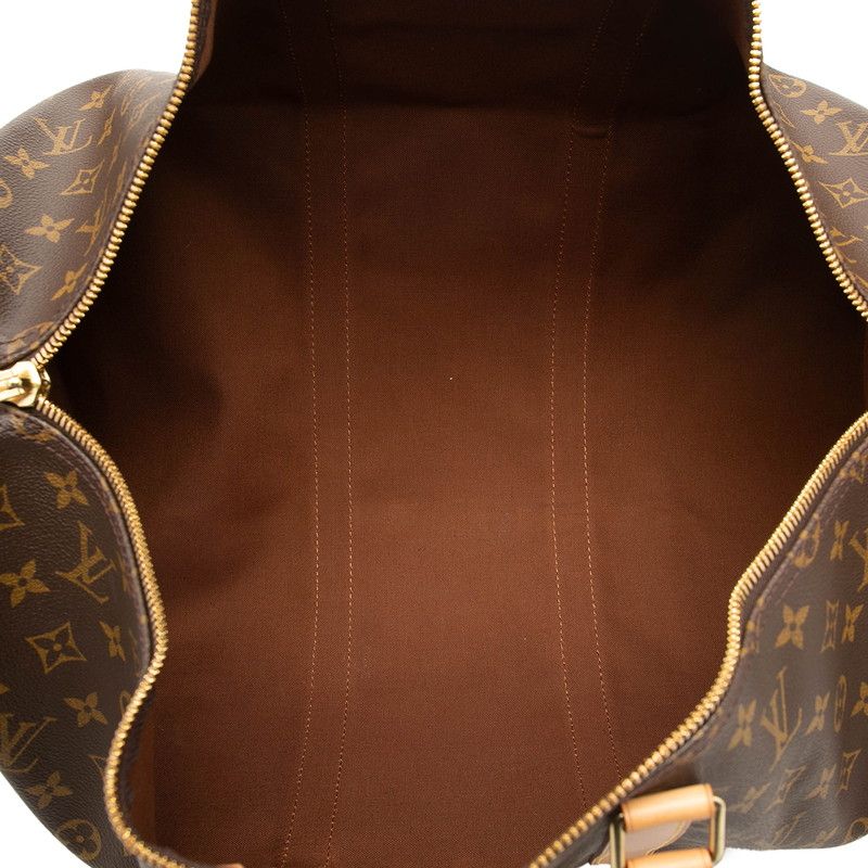 Louis Vuitton Monogram Keepall 50 Boston Bag Brown Leather — view 5