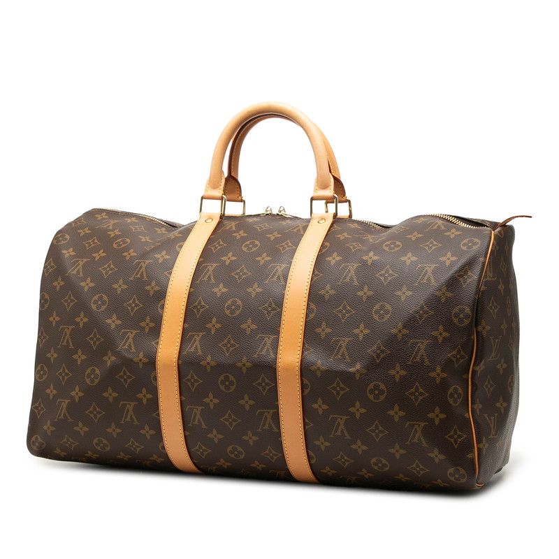 Louis Vuitton Monogram Keepall 50 Boston Bag Brown Leather — view 2