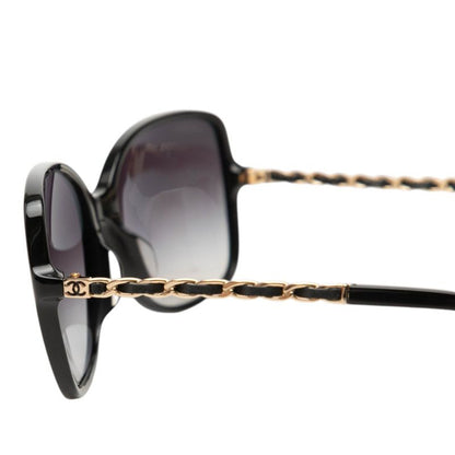 Chanel CC Logo Sunglasses Eyewear Black Gold Acetate Plating — view 4