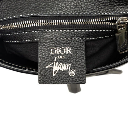 Dior Shawn Stussy Saddle Crossbody Shoulder Bag Black Leather — view 7