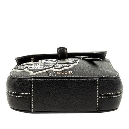 Dior Shawn Stussy Saddle Crossbody Shoulder Bag Black Leather — view 3