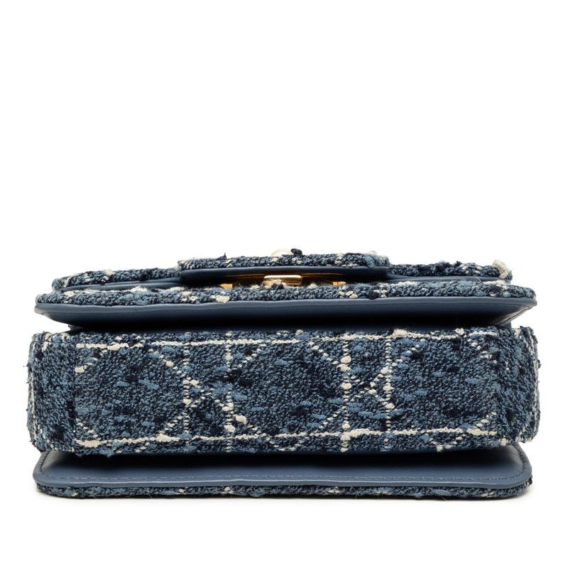 Dior Cannage Jolie Mini Top Handle Shoulder Bag 2-Way Blue Tweed Leather — view 3
