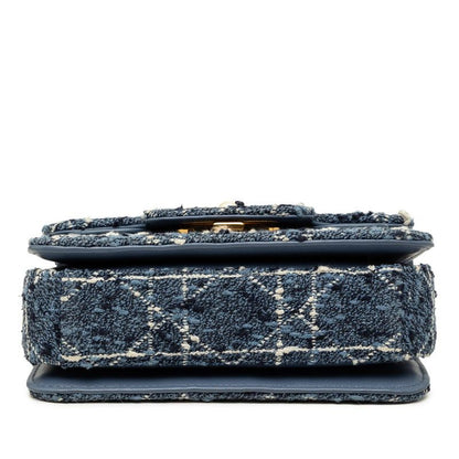 Dior Cannage Jolie Mini Top Handle Shoulder Bag 2-Way Blue Tweed Leather — view 3