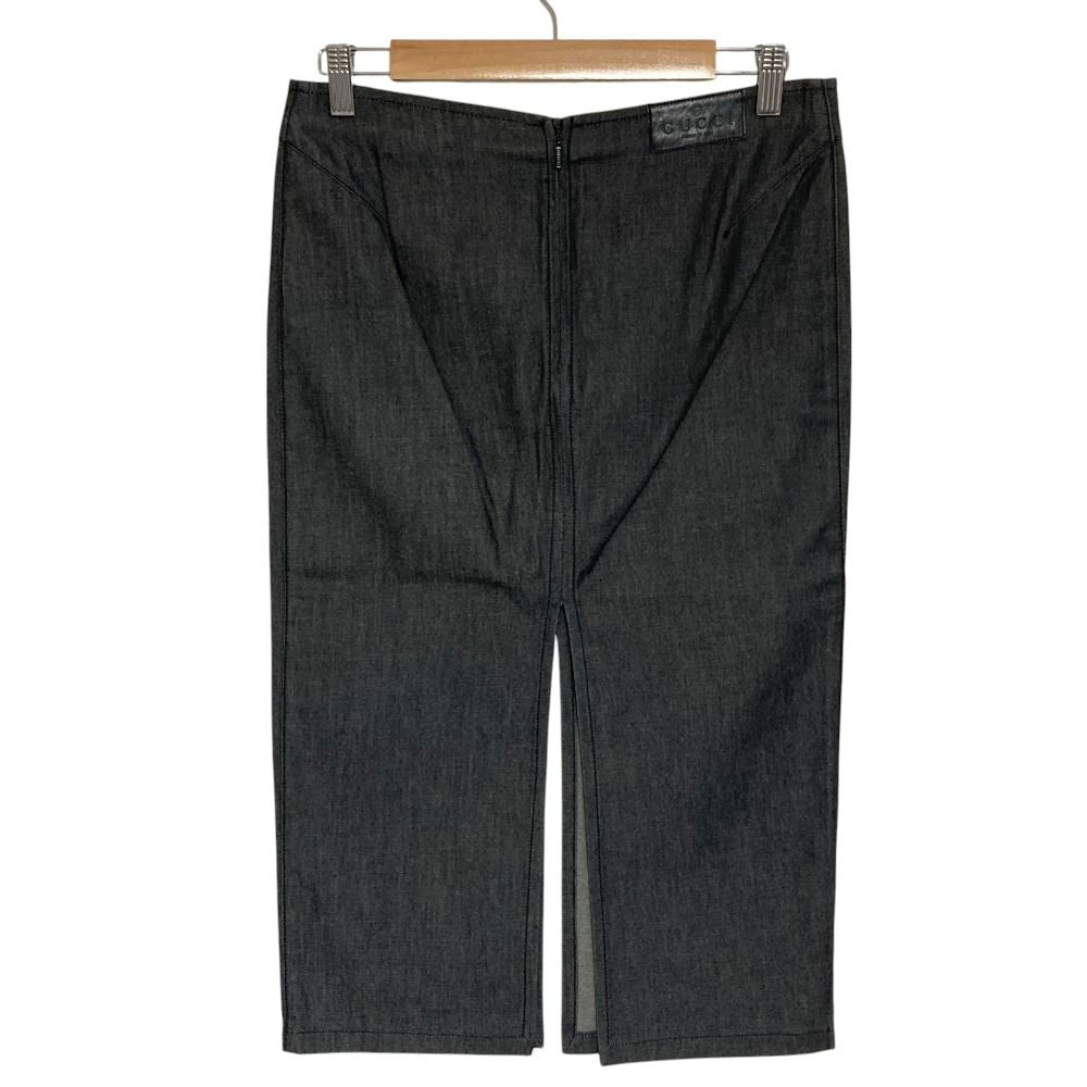 Gucci Tom Ford Era Slit Denim Tight Skirt Gray 42 — view 2