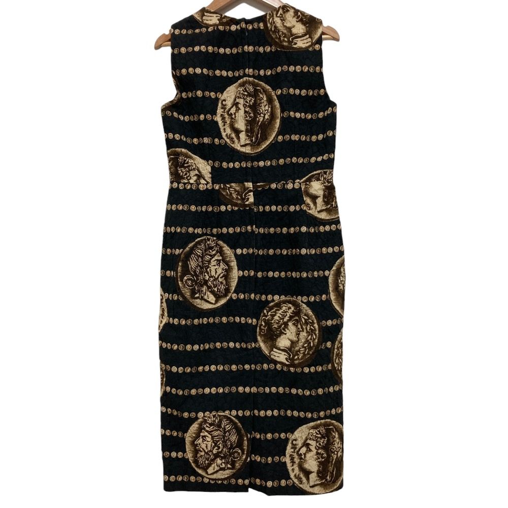 Dolce & Gabbana Ancient Coin Pattern Embossed Sleeveless Dress Black 40 — view 3