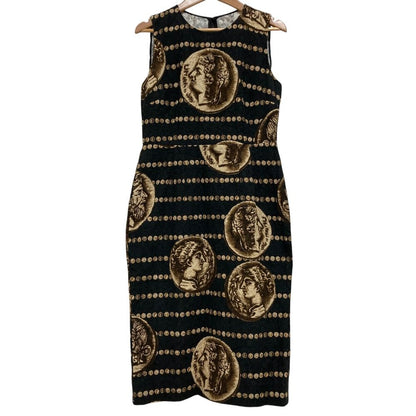 Dolce & Gabbana Ancient Coin Pattern Embossed Sleeveless Dress Black 40