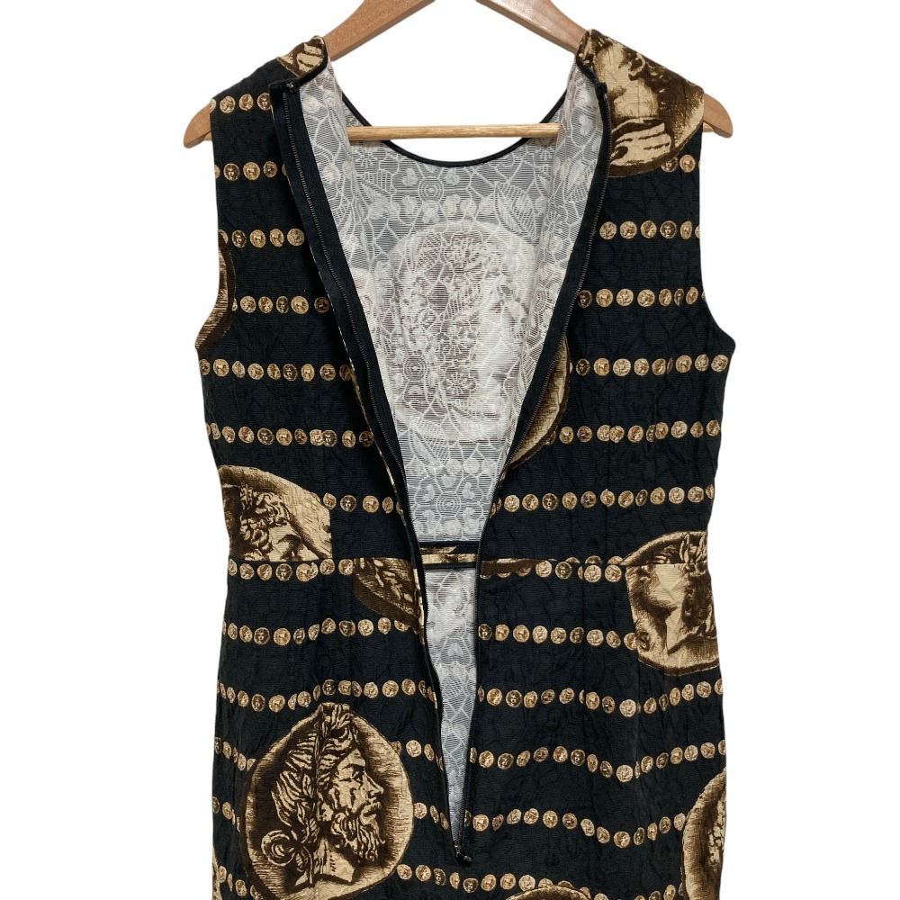 Dolce & Gabbana Ancient Coin Pattern Embossed Sleeveless Dress Black 40 — view 4