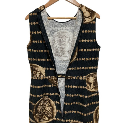 Dolce & Gabbana Ancient Coin Pattern Embossed Sleeveless Dress Black 40 — view 4