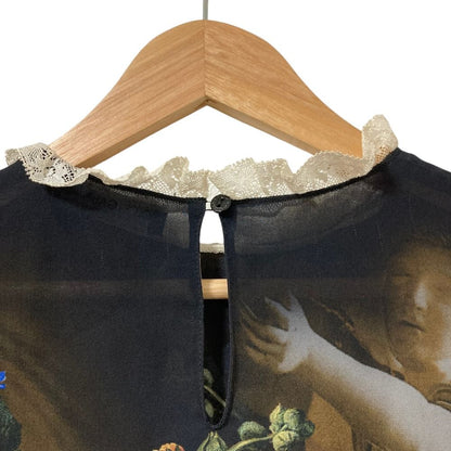 Dolce & Gabbana Flower Angel Print Sheer Sleeve Blouse Black 36 — view 4
