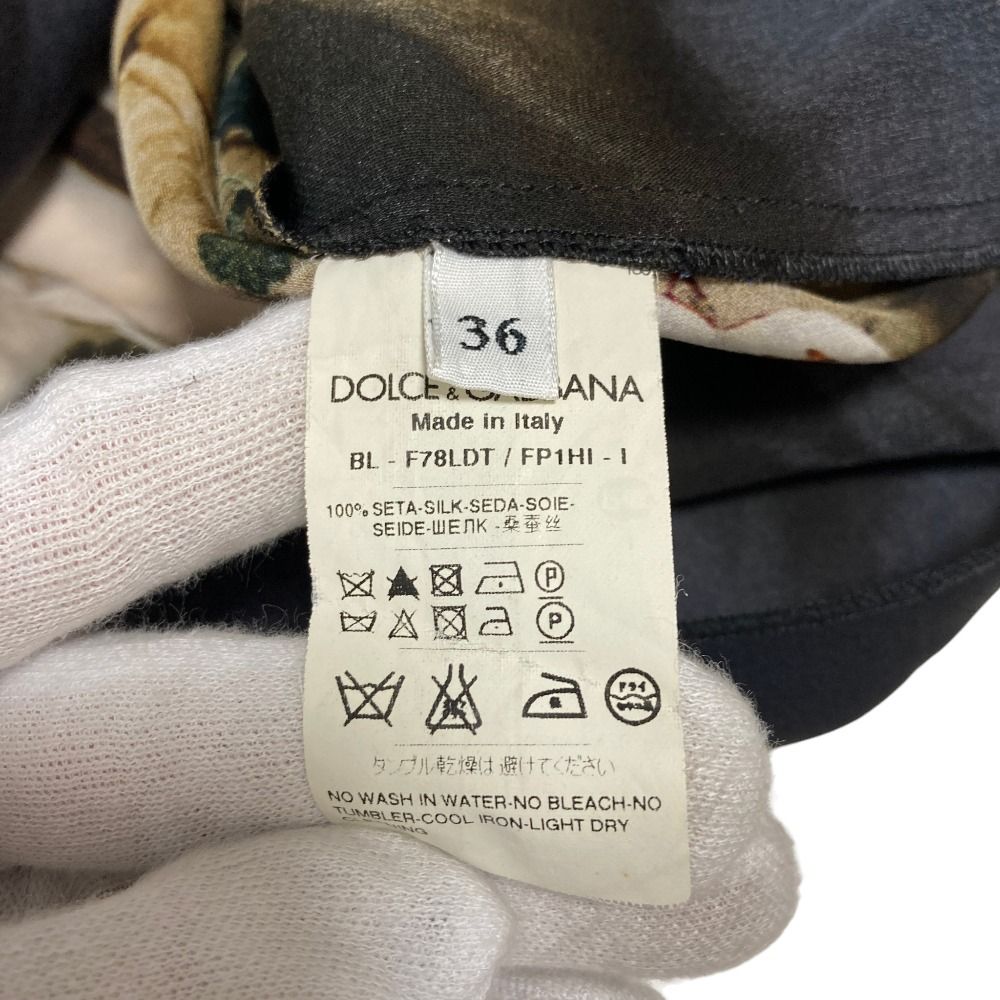 Dolce & Gabbana Flower Angel Print Sheer Sleeve Blouse Black 36 — view 8