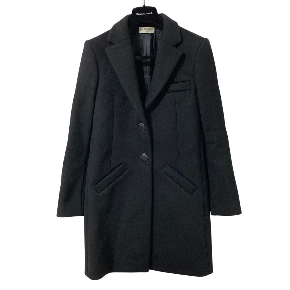 Balenciaga Wool Melton Chesterfield Black Jacket 34