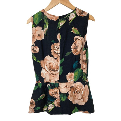 Dolce & Gabbana Rose Print Silk Sleeveless Blouse Black Pink 38 — view 2