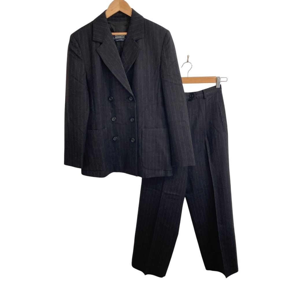 Max Mara Weekend Double Breasted Jacket Trousers Set Suit Charcoal Gray 40