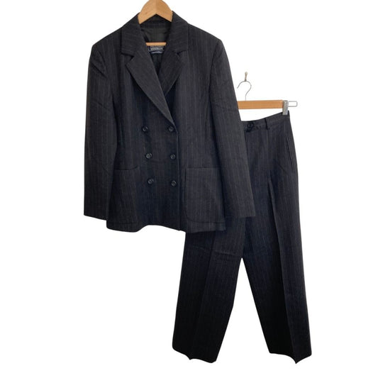 Max Mara Weekend Double Breasted Jacket Trousers Set Suit Charcoal Gray 40